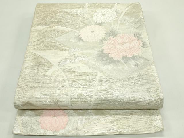 平和屋着物＊夏物　六通柄袋帯　松皮菱秋草文　金銀糸　正絹　逸品　CABG7560rv