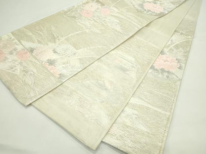 平和屋着物＊夏物　六通柄袋帯　松皮菱秋草文　金銀糸　正絹　逸品　CABG7560rv