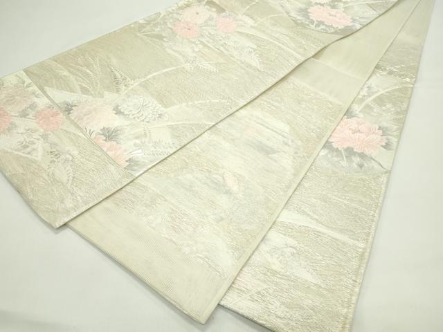 平和屋着物＊夏物　六通柄袋帯　松皮菱秋草文　金銀糸　正絹　逸品　CABG7560rv