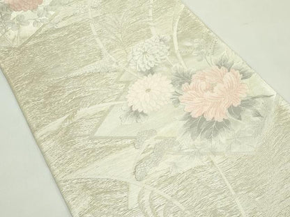 平和屋着物＊夏物　六通柄袋帯　松皮菱秋草文　金銀糸　正絹　逸品　CABG7560rv