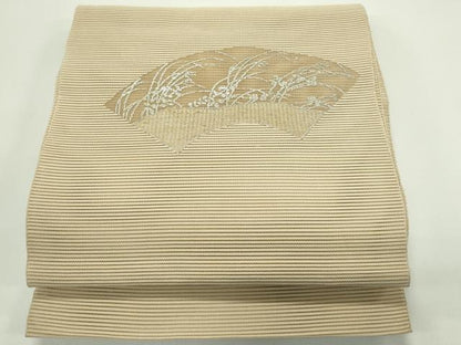 平和屋着物＊夏物　八寸名古屋帯　絽綴れ　地紙草木文　銀糸　正絹　逸品　CABG7561rv
