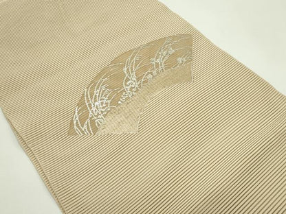 平和屋着物＊夏物　八寸名古屋帯　絽綴れ　地紙草木文　銀糸　正絹　逸品　CABG7561rv
