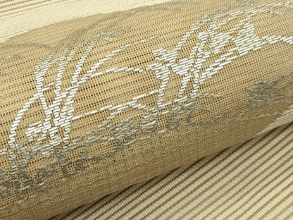 平和屋着物＊夏物　八寸名古屋帯　絽綴れ　地紙草木文　銀糸　正絹　逸品　CABG7561rv