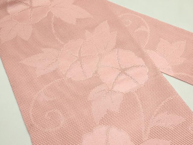 平和屋着物＊夏物　八寸名古屋帯　朝顔　珊瑚色　未使用　CABG7565rv