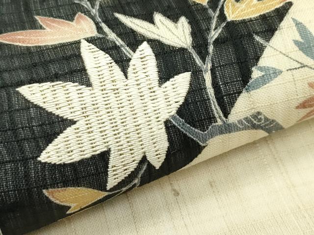 平和屋着物＊夏物 太鼓柄 京袋帯 紬地 駒刺繍 松竹梅風景文 金糸 正絹 逸品 CABG7570rv