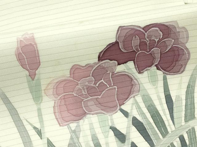 平和屋着物＊夏物　絽塩瀬　九寸名古屋帯　ろうけつ染め　草花文　正絹　逸品　CABG7571rv