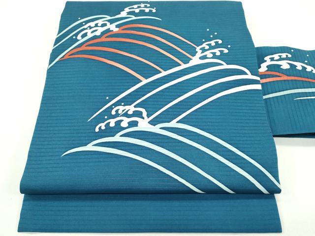 平和屋着物＊夏物　絽塩瀬　九寸名古屋帯　立波文　正絹　逸品　CABG7574rv