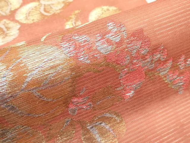 平和屋着物＊夏物　九寸名古屋帯　成り物　南瓜　金銀糸　正絹　逸品　CABG7579rv