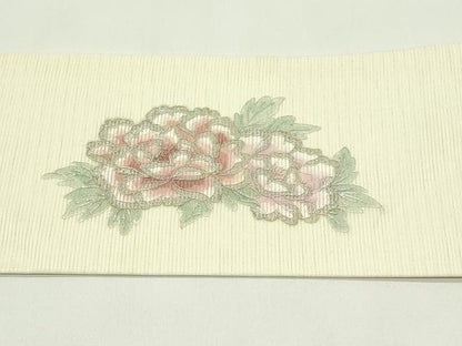平和屋着物＊夏物　九寸名古屋帯　駒刺繍　花車文　銀彩　正絹　逸品　CABG7580rv