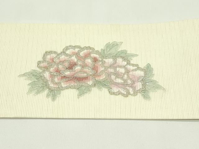 平和屋着物＊夏物　九寸名古屋帯　駒刺繍　花車文　銀彩　正絹　逸品　CABG7580rv