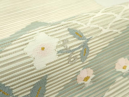 平和屋着物＊夏物　八寸名古屋帯　絽綴れ　草花文　金銀糸　正絹　逸品　CABG7582rv