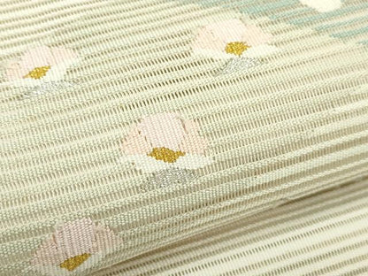 平和屋着物＊夏物　八寸名古屋帯　絽綴れ　草花文　金銀糸　正絹　逸品　CABG7582rv
