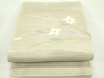 平和屋着物＊夏物　八寸名古屋帯　絽綴れ　草花文　金銀糸　正絹　逸品　CABG7583rv