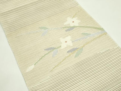 平和屋着物＊夏物　八寸名古屋帯　絽綴れ　草花文　金銀糸　正絹　逸品　CABG7583rv