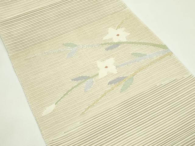 平和屋着物＊夏物　八寸名古屋帯　絽綴れ　草花文　金銀糸　正絹　逸品　CABG7583rv