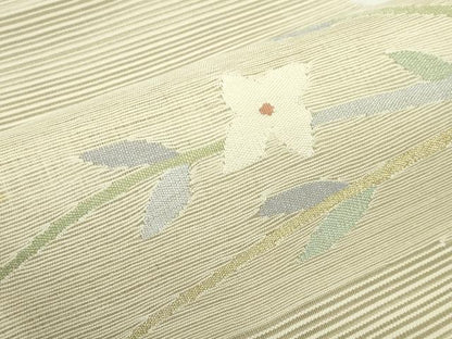 平和屋着物＊夏物　八寸名古屋帯　絽綴れ　草花文　金銀糸　正絹　逸品　CABG7583rv