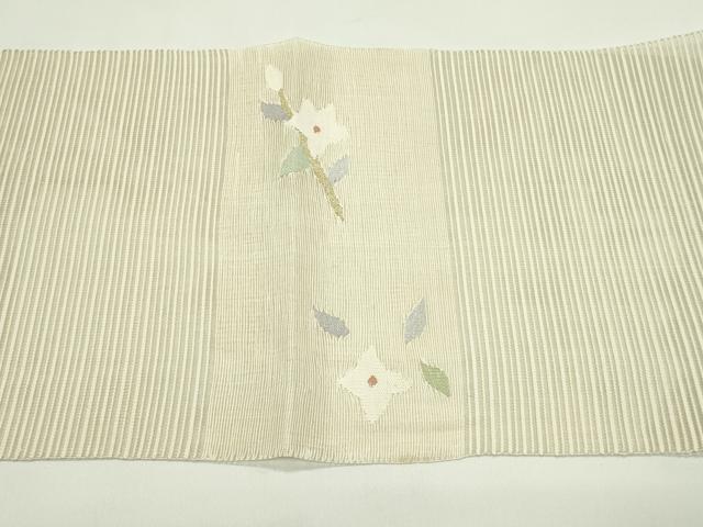 平和屋着物＊夏物　八寸名古屋帯　絽綴れ　草花文　金銀糸　正絹　逸品　CABG7583rv