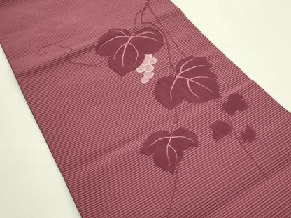平和屋着物＊夏物　八寸名古屋帯　絽綴れ　葡萄蔦の葉文　正絹　逸品　CABG7591rv