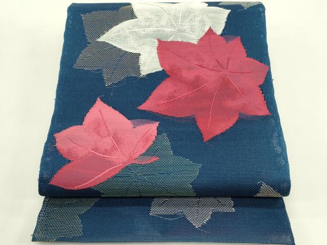 平和屋着物＊夏物　八寸名古屋帯　楓　銀糸　正絹　逸品　CABG7594rv