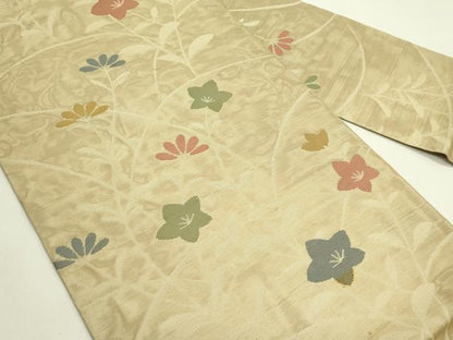 平和屋着物＊夏物　九寸名古屋帯　草花文　正絹　逸品　CABG7596rv