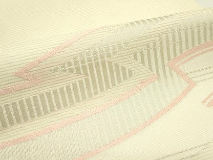 平和屋着物＊夏物　九寸名古屋帯　幾何学文様　銀糸　正絹　逸品　CABG7597rv