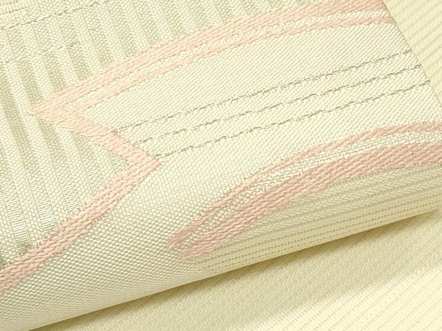 平和屋着物＊夏物　九寸名古屋帯　幾何学文様　銀糸　正絹　逸品　CABG7597rv