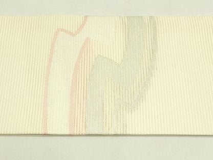 平和屋着物＊夏物　九寸名古屋帯　幾何学文様　銀糸　正絹　逸品　CABG7597rv
