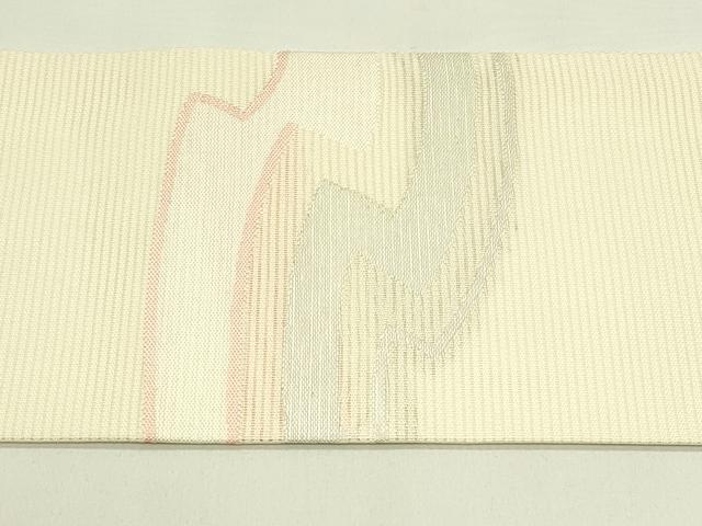 平和屋着物＊夏物　九寸名古屋帯　幾何学文様　銀糸　正絹　逸品　CABG7597rv