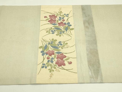 平和屋着物＊夏物　九寸名古屋帯　絽綴れ　秋草文　金銀糸　正絹　逸品　CABG7599rv