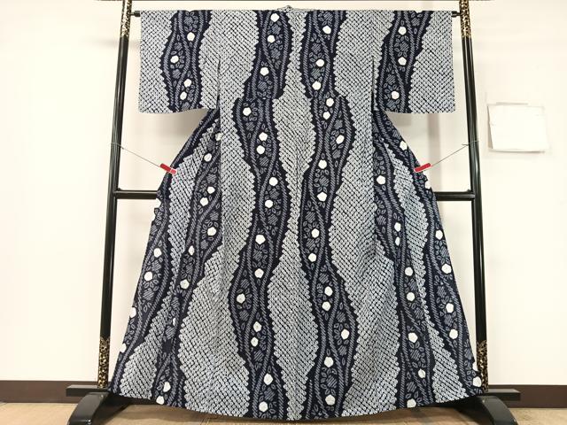 平和屋着物∴夏物　浴衣　有松鳴海絞り　立涌花文　綿　逸品　CABG7605vp