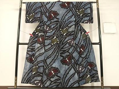 平和屋着物∴夏物　浴衣　有松鳴海絞り　舞蝶文　綿　逸品　CABG7606vp