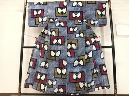 平和屋着物∴夏物　浴衣　有松鳴海絞り　色紙舞蝶文　綿　逸品　CABG7608vp