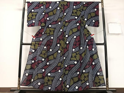 平和屋着物∴夏物　浴衣　有松鳴海絞り　孔雀羽根文　綿　逸品　CABG7611vp
