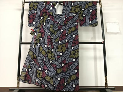 平和屋着物∴夏物　浴衣　有松鳴海絞り　孔雀羽根文　綿　逸品　CABG7611vp