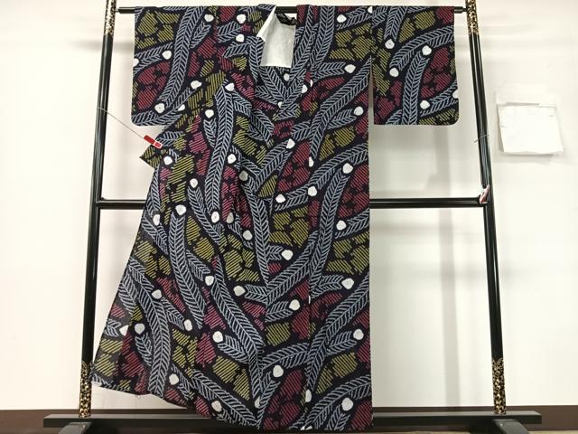 平和屋着物∴夏物　浴衣　有松鳴海絞り　孔雀羽根文　綿　逸品　CABG7611vp
