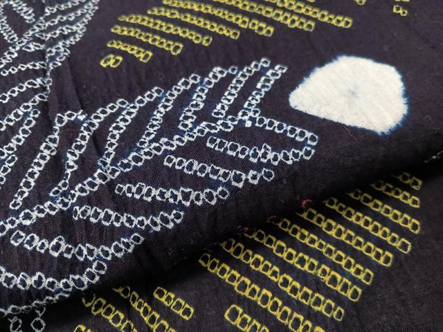 平和屋着物∴夏物　浴衣　有松鳴海絞り　孔雀羽根文　綿　逸品　CABG7611vp
