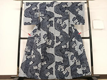 平和屋着物∴夏物　浴衣　有松鳴海絞り　流水草花文　大丸扱い　綿　逸品　CABG7613vp
