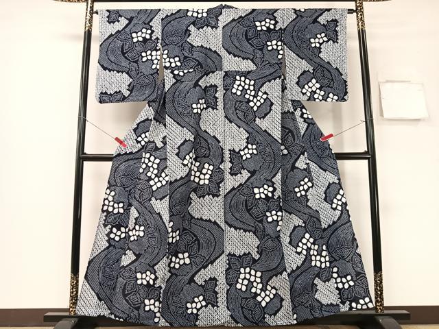 平和屋着物∴夏物　浴衣　有松鳴海絞り　流水草花文　大丸扱い　綿　逸品　CABG7613vp