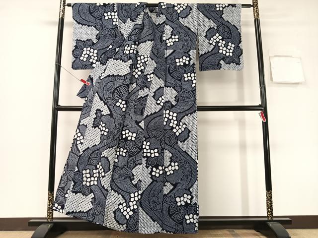 平和屋着物∴夏物　浴衣　有松鳴海絞り　流水草花文　大丸扱い　綿　逸品　CABG7613vp