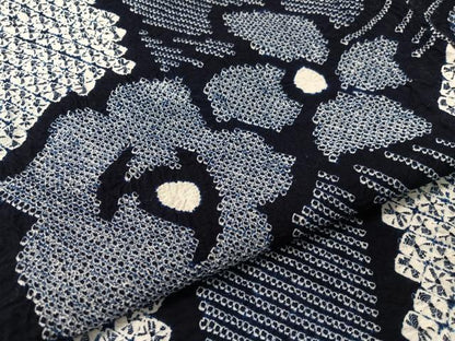 平和屋着物∴夏物　浴衣　有松鳴海絞り　舞蝶花文　綿　逸品　CABG7614vp