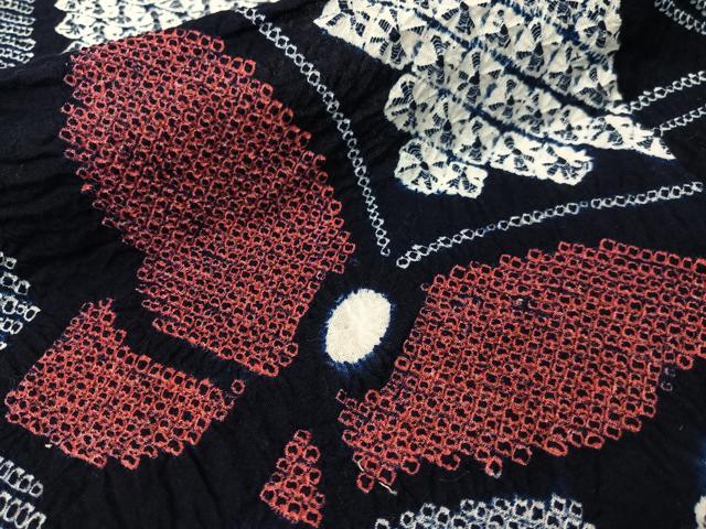 平和屋着物∴夏物　浴衣　有松鳴海絞り　舞蝶花文　綿　逸品　CABG7614vp