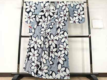 平和屋着物∴夏物　浴衣　有松鳴海絞り　花尽くし　綿　逸品　CABG7618vp