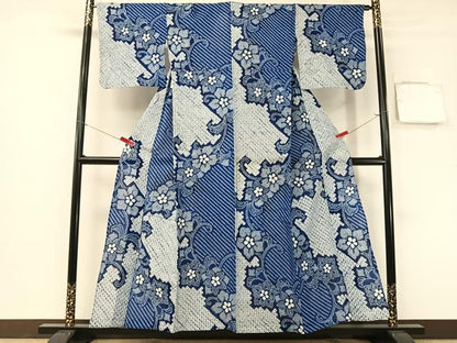 平和屋着物∴夏物　浴衣　有松鳴海絞り　花唐草文　綿　逸品　CABG7619vp