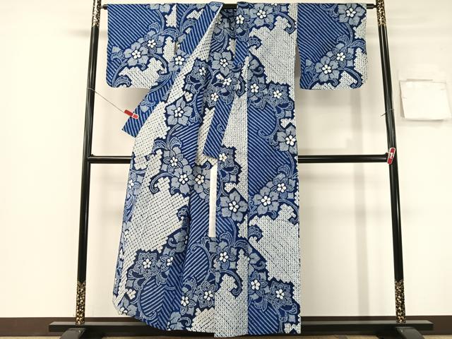 平和屋着物∴夏物　浴衣　有松鳴海絞り　花唐草文　綿　逸品　CABG7619vp