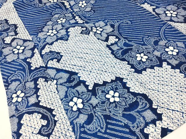 平和屋着物∴夏物　浴衣　有松鳴海絞り　花唐草文　綿　逸品　CABG7619vp