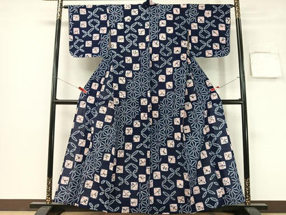 平和屋着物∴夏物　浴衣　有松鳴海絞り　吉祥文様　綿　逸品　未使用　CABG7621vp