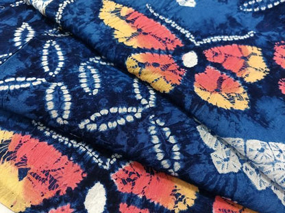 平和屋着物∴夏物　浴衣　有松鳴海絞り　舞蝶七宝文　綿　逸品　CABG7622vp