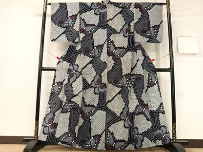 平和屋着物∴夏物　浴衣　有松鳴海絞り　舞蝶文　綿　逸品　CABG7625vp