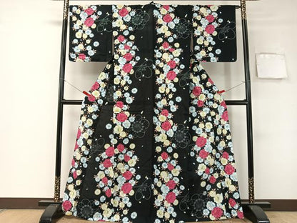 平和屋着物∴ファッションブランド　hiromichi nakano　ヒロミチナカノ　夏物　浴衣　舞花蝶文　黒地　金彩　綿　逸品　CABG7626vp