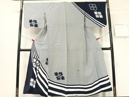 平和屋着物▽訪問着　単衣　鹿の子花菱文　綿　逸品　CABG7627vp